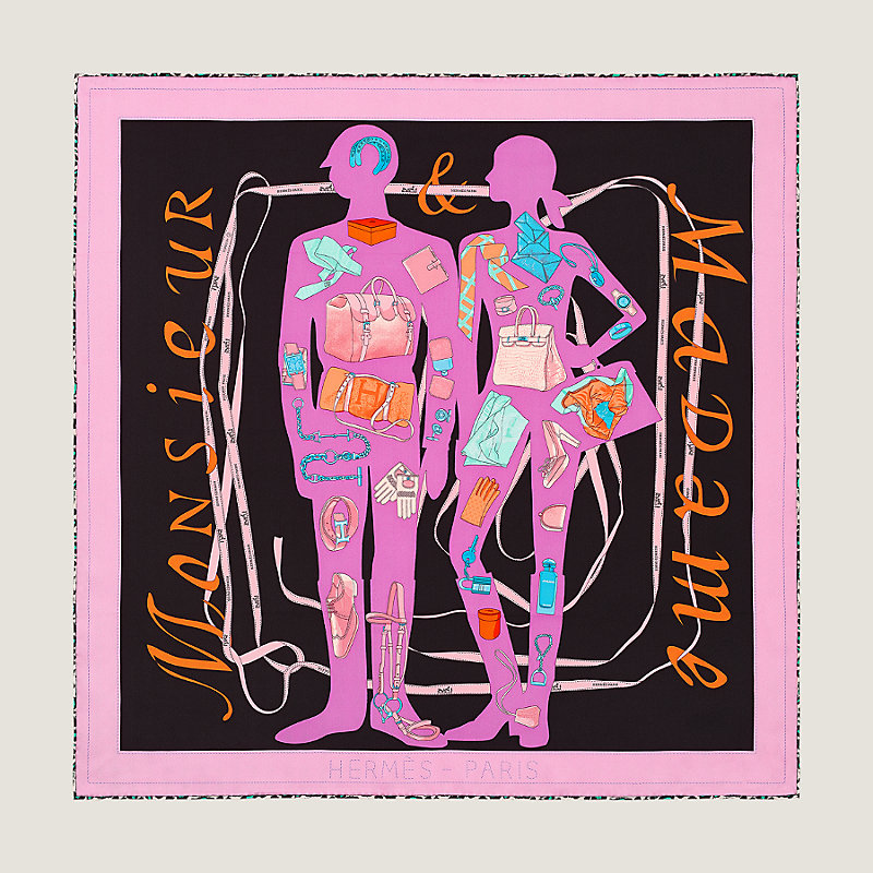HERMES Monsieur et Madame スカーフ エルメス スカーフ コットン Monsieur et Madame ムッシュー